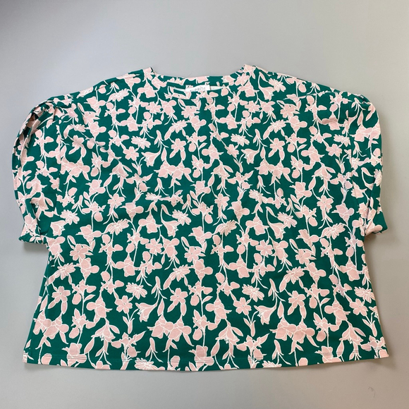 ELOQUII ELEMENTS Tops - ELOQUII ELEMENTS T-Shirt Women’s 18/20 Green Pink Floral Cap Sleeve Casual Boxy